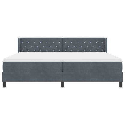 Boxmadras Med Madras Sort 100x200 Cm Fløjl Med Madras Mørkegrå - Billede 6