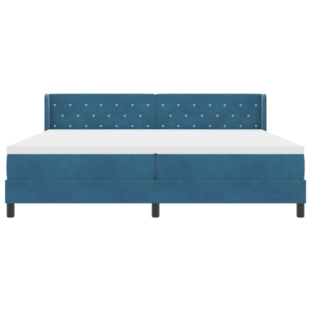 Boxmadras Med Madras Sort 100x200 Cm Fløjl Med Madras Mørkeblå - Billede 8