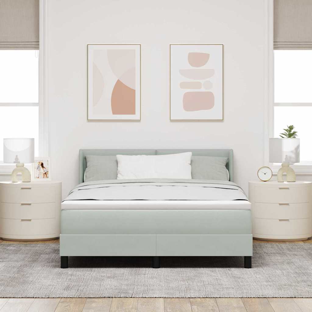 Box Spring Seng Med Hovedgærde 200 X 160 Cm Fløjl - Billede 3