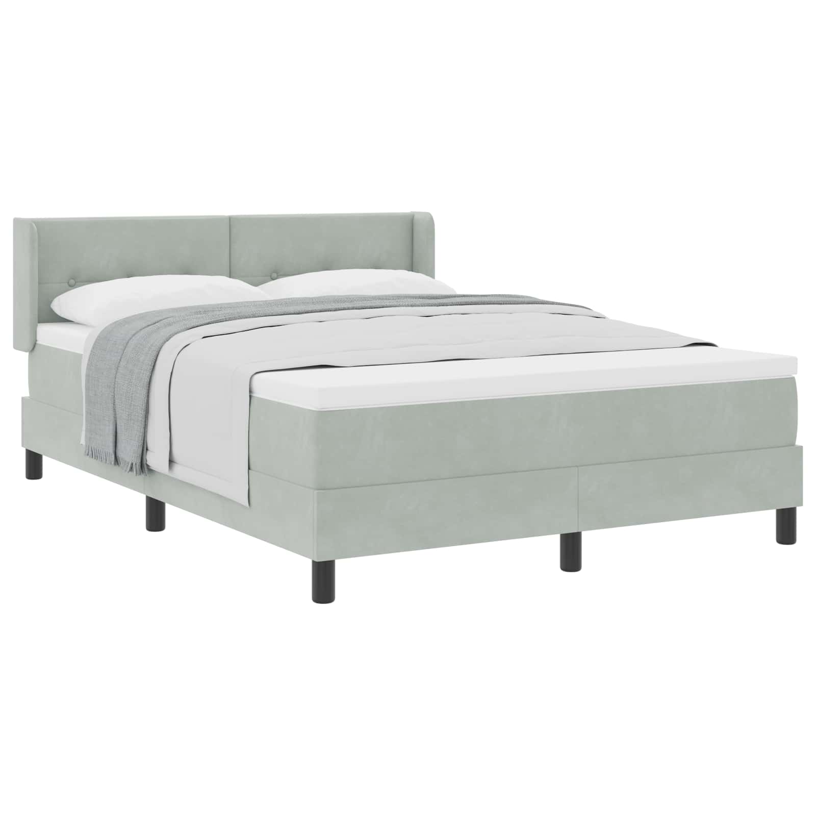 Box Spring Seng Med Hovedgærde 200 X 160 Cm Fløjl - Billede 2