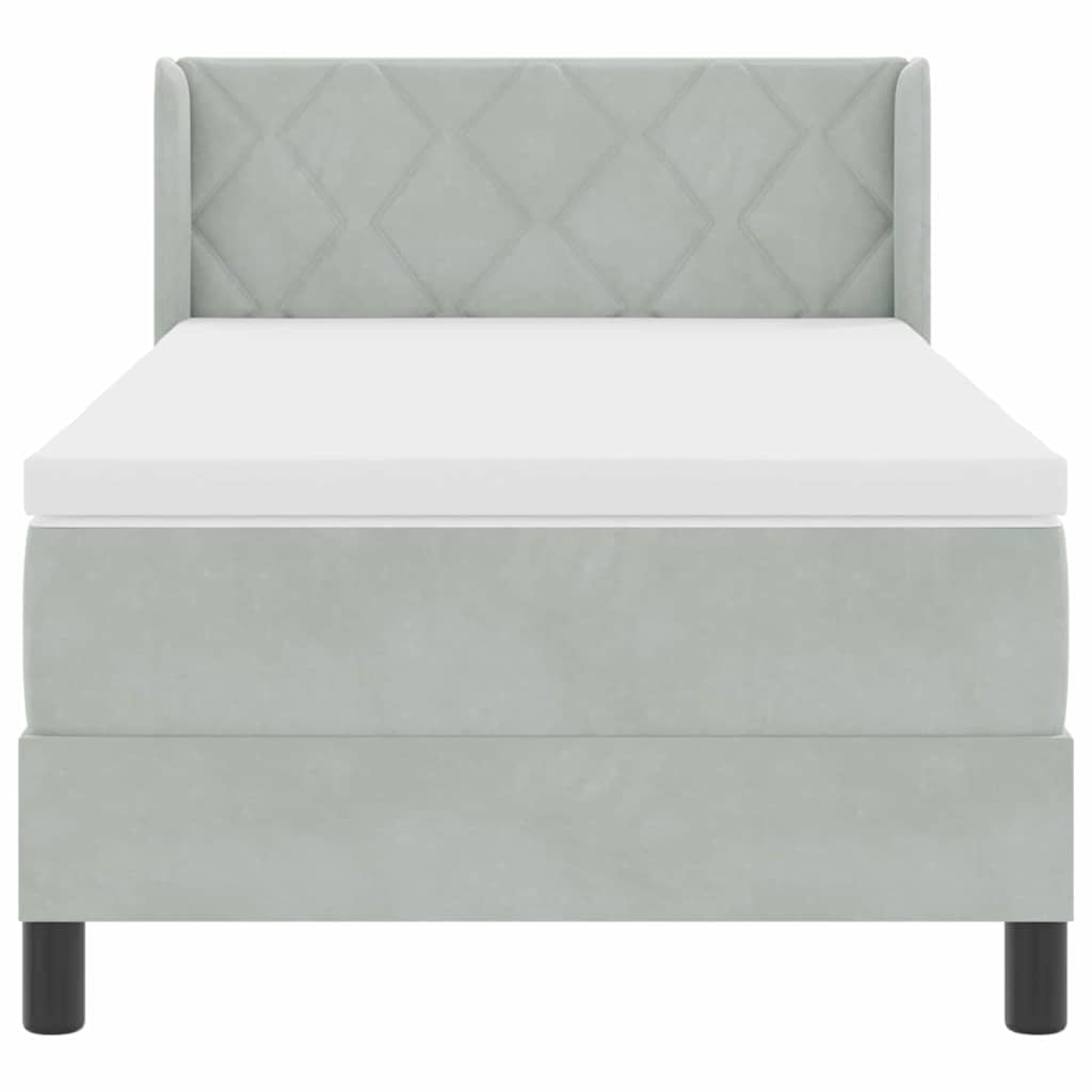 Boxmadras Med Madras Sort 100x200 Cm Fløjl Lysegrå 90 X 190 Cm - Billede 7