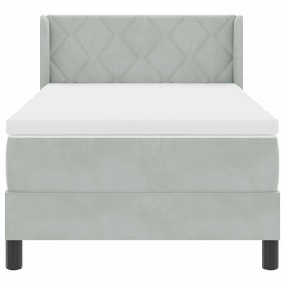 Boxmadras Med Madras Sort 100x200 Cm Fløjl Lysegrå 90 X 190 Cm - Billede 7