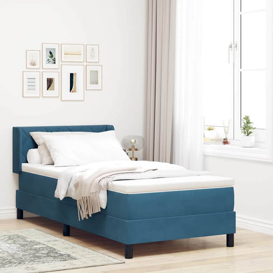Boxmadras Med Madras Sort 100x200 Cm Fløjl Med Madras Mørkeblå - Hovedbillede
