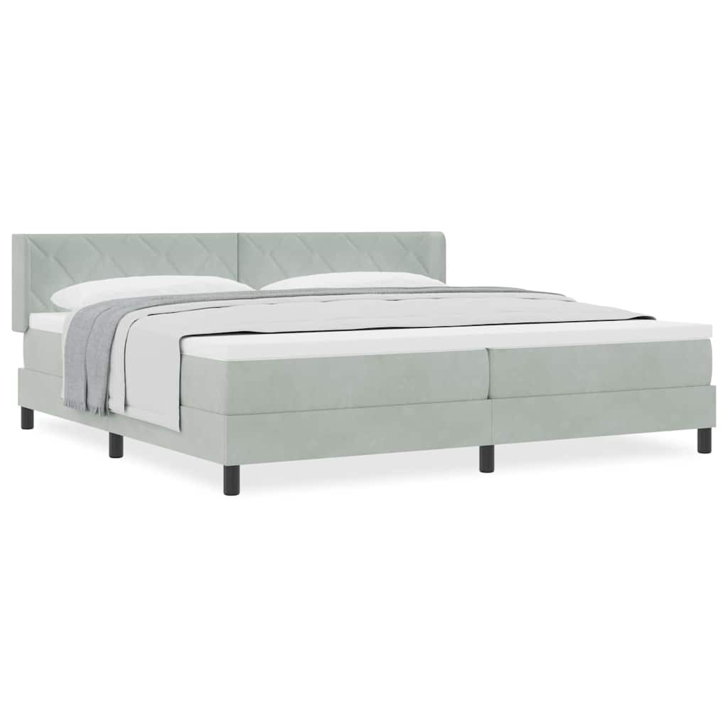 Boxmadras Med Madras Sort 100x200 Cm Fløjl Lysegrå 200 X 200 Cm - Billede 3