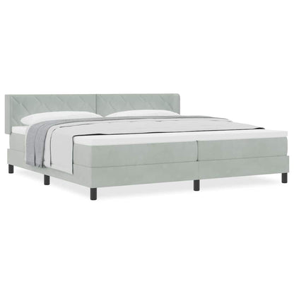 Boxmadras Med Madras Sort 100x200 Cm Fløjl Lysegrå 200 X 200 Cm - Billede 3