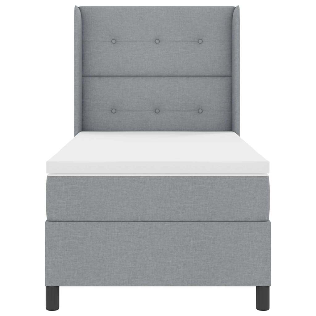 Box Spring Seng Med Madras Lysegrå 100 X 200 Cm Stof - Billede 8