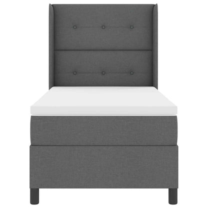 Box Spring Seng Med Madras Mørkegrå 100 X 200 Cm Stof - Billede 8