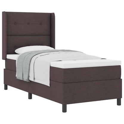 Box Spring Seng Med Madras Mørkebrun 100 X 200 Cm Stof - Billede 3