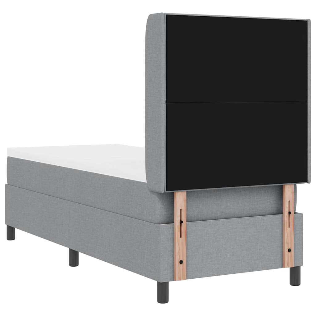 Box Spring Seng Med Madras Lysegrå 90 X 190 Cm Stof - Billede 9