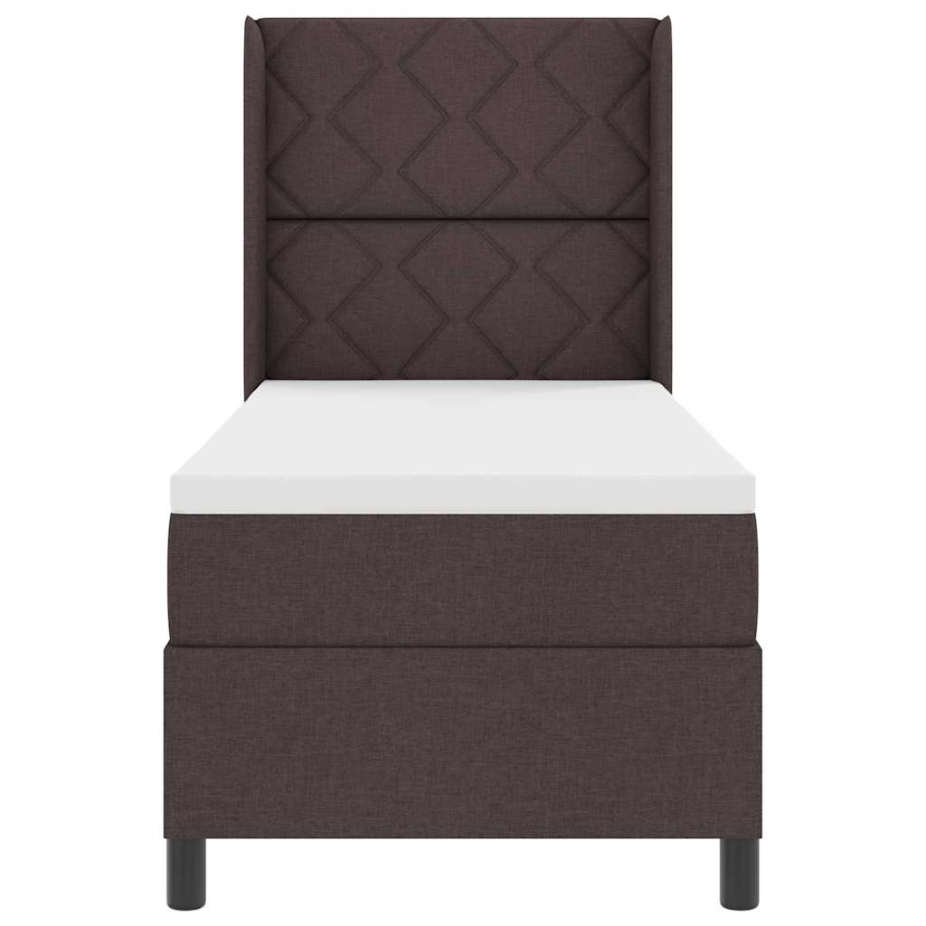 Box Spring Seng Med Madras Mørkebrun 90 X 190 Cm Stof - Billede 8