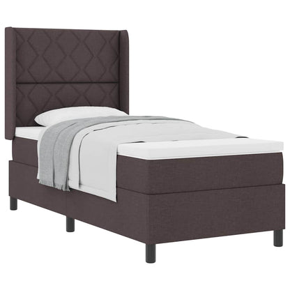Box Spring Seng Med Madras Mørkebrun 90 X 200 Cm Stof - Billede 3