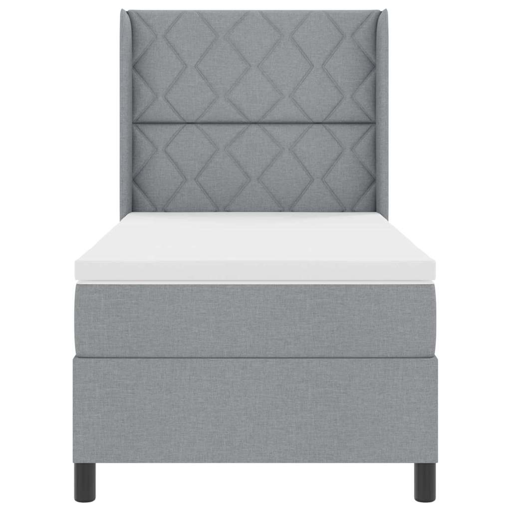 Box Spring Seng Med Madras Lysegrå 100 X 200 Cm Stof - Billede 8