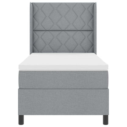 Box Spring Seng Med Madras Lysegrå 100 X 200 Cm Stof - Billede 8