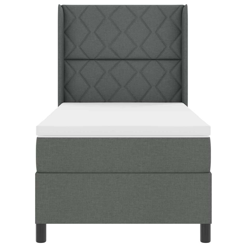 Box Spring Seng Med Madras Mørkegrå 100 X 200 Cm Stof - Billede 8