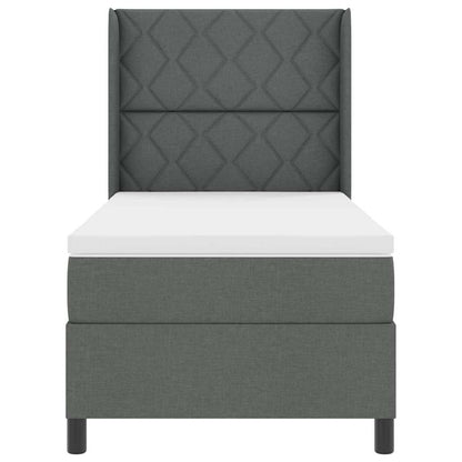 Box Spring Seng Med Madras Mørkegrå 100 X 200 Cm Stof - Billede 8