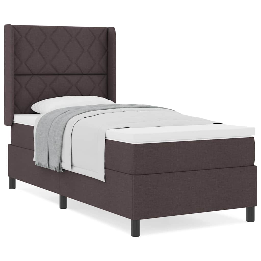 Box Spring Seng Med Madras Mørkebrun 100 X 200 Cm Stof - Billede 4