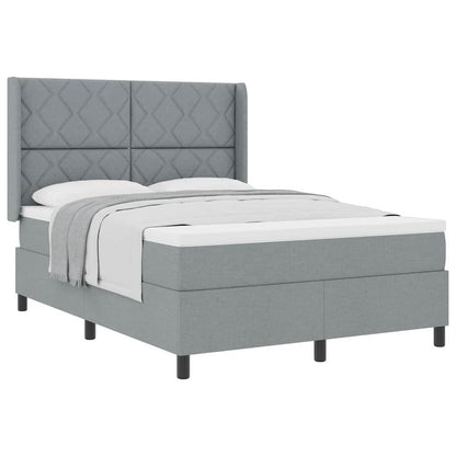 Box Spring Seng Med Madras Lysegrå 140 X 190 Cm Stof - Billede 3
