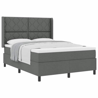 Box Spring Seng Med Madras Mørkegrå 140 X 190 Cm Stof - Billede 3