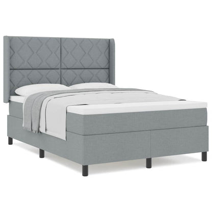 Box Spring Seng Med Madras Lysegrå 160 X 200 Cm Stof - Billede 4