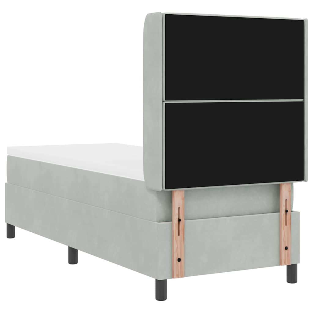Box Spring Seng Med Hovedgærde Lysegrå 80 X 200 Cm Fløjl - Billede 10