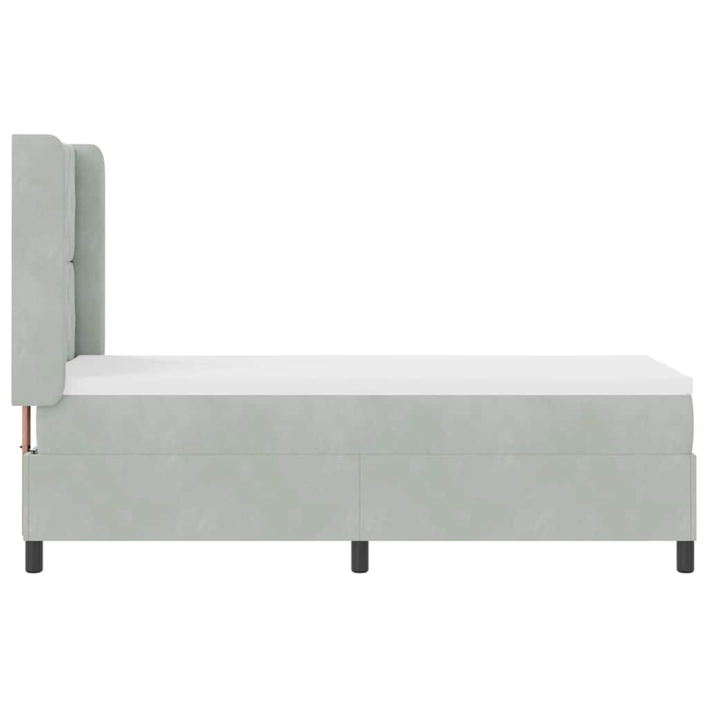 Box Spring Seng Med Hovedgærde Lysegrå 80 X 200 Cm Fløjl - Billede 9