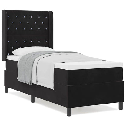 Box Spring Seng Med Hovedgærde Sort 80 X 200 Cm Fløjl - Billede 4