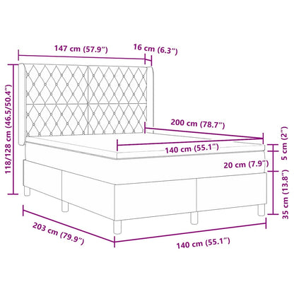 Box Spring Seng Med Hovedgærde Lysegrå 140 X 200 Cm Fløjl - Billede 11
