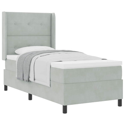 Box Spring Seng Med Hovedgærde Fløjl - Billede 2