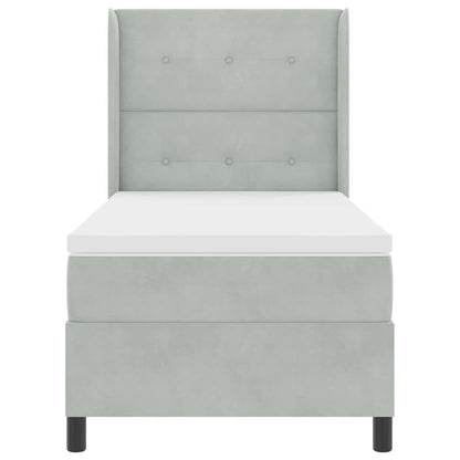 Box Spring Seng Med Hovedgærde Lysegrå 80 X 200 Cm Fløjl - Billede 8