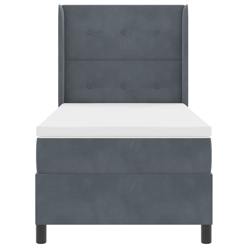 Box Spring Seng Med Hovedgærde Mørkegrå 80 X 200 Cm Fløjl - Billede 8