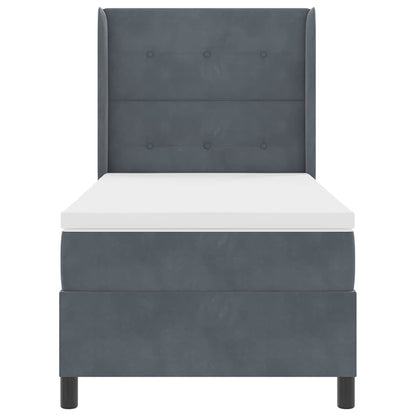 Box Spring Seng Med Hovedgærde Mørkegrå 100 X 200 Cm Fløjl - Billede 8