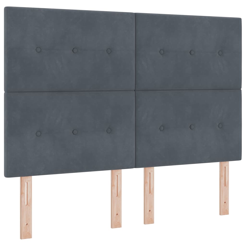 Box Spring Seng Med Hovedgærde Mørkegrå 160 X 200 Cm Fløjl - Billede 7