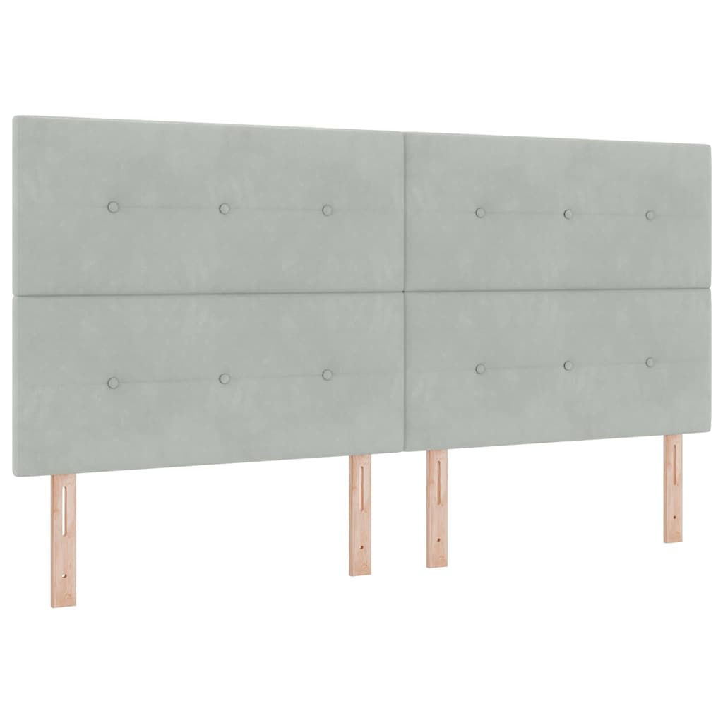 Box Spring Seng Med Hovedgærde Lysegrå 200 X 200 Cm Fløjl - Billede 7