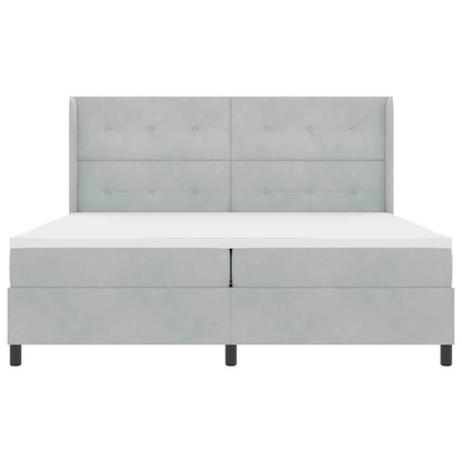 Box Spring Seng Med Hovedgærde Lysegrå 200 X 200 Cm Fløjl - Billede 8