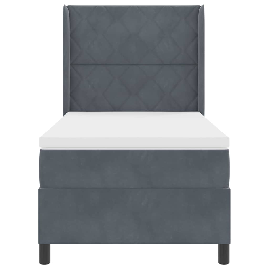 Box Spring Seng Med Hovedgærde Mørkegrå 100 X 200 Cm Fløjl - Billede 8