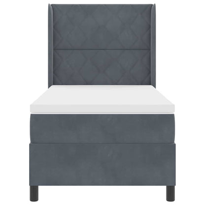 Box Spring Seng Med Hovedgærde Mørkegrå 100 X 200 Cm Fløjl - Billede 8