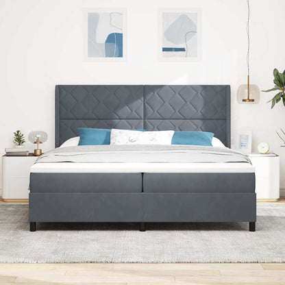 Box Spring Seng Med Hovedgærde Mørkegrå 200 X 200 Cm Fløjl - Billede 4