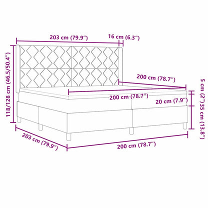 Box Spring Seng Med Hovedgærde Mørkegrå 200 X 200 Cm Fløjl - Billede 12