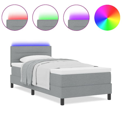 Box Spring Seng Med Madras Lysegrå 90 X 190 Cm Stof - Billede 4