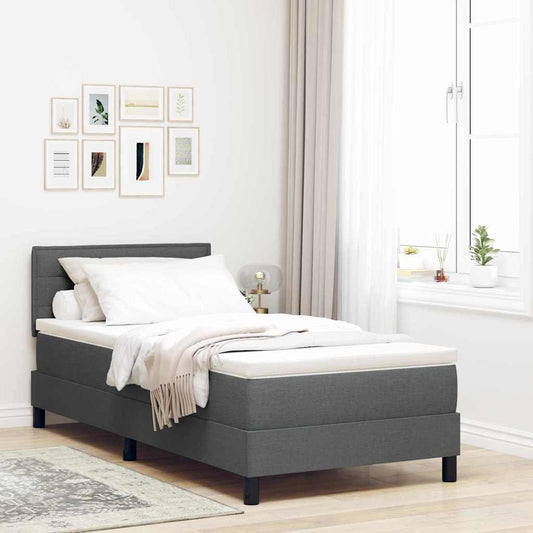 Box Spring Seng Med Madras Mørkegrå 90 X 190 Cm Stof - Hovedbillede