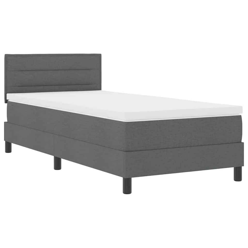 Box Spring Seng Med Madras Mørkegrå 90 X 190 Cm Stof - Billede 2