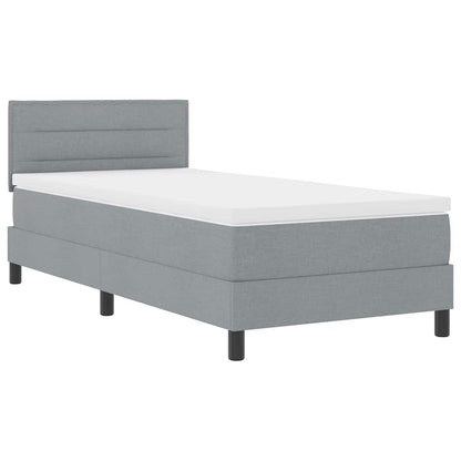 Box Spring Seng Med Madras Lysegrå 90 X 200 Cm Stof - Billede 2