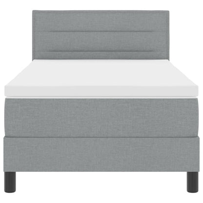 Box Spring Seng Med Madras Lysegrå 90 X 200 Cm Stof - Billede 8