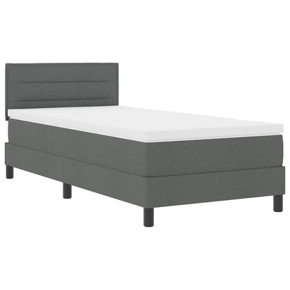 Box Spring Seng Med Madras Mørkegrå 90 X 200 Cm Stof - Billede 2