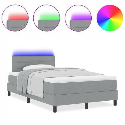 Box Spring Seng Med Madras Lysegrå 120 X 190 Cm Stof - Billede 4