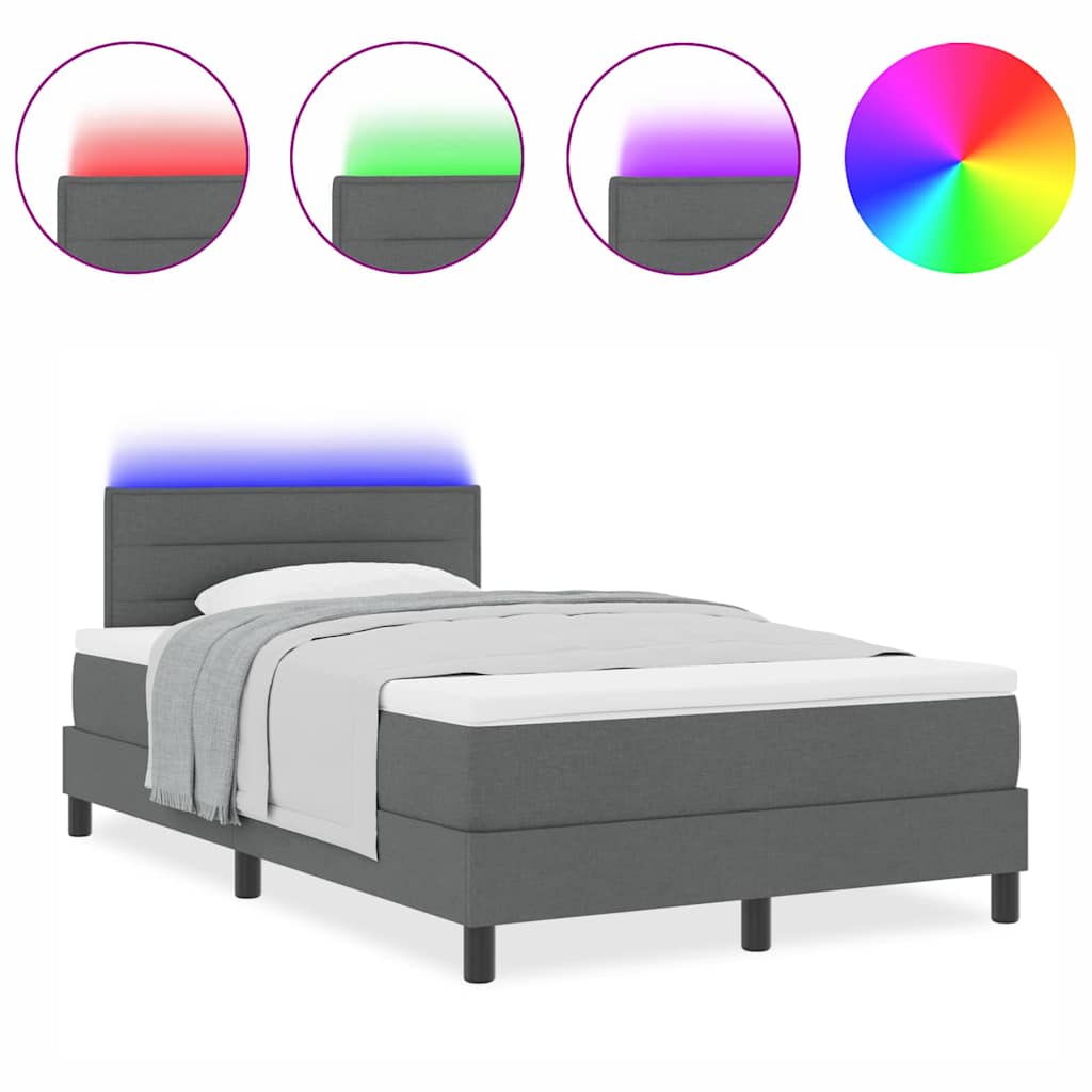 Box Spring Seng Med Madras Mørkegrå 120 X 190 Cm Stof - Billede 4