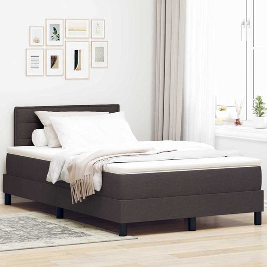 Box Spring Seng Med Madras Mørk Brun 120 X 200 Cm Stof - Hovedbillede