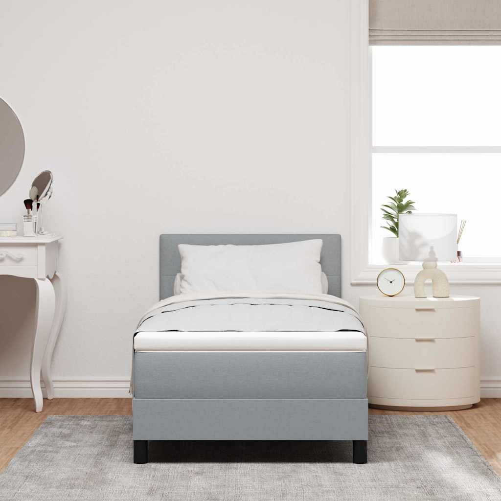 Box Spring Seng Med Madras Lysegrå 90 X 190 Cm Stof - Billede 5