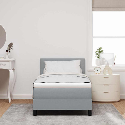 Box Spring Seng Med Madras Lysegrå 90 X 190 Cm Stof - Billede 5