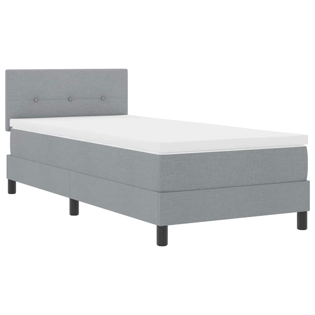 Box Spring Seng Med Madras Lysegrå 90 X 190 Cm Stof - Billede 2